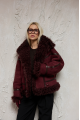 Burgundy suede double-sided sheepskin coat made of natural sheepskin